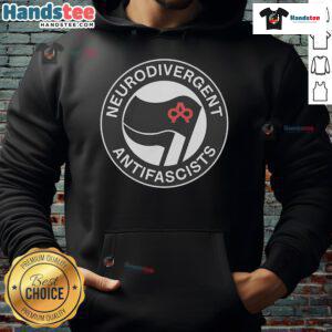 Men's Champion hoodie featuring 'Good Neurodivergent Antifascists' design, promoting inclusivity and activism.