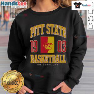 Alt Text: Pittsburg State Gorillas basketball sweatshirt in vibrant colors, showcasing team spirit and comfort for fans.