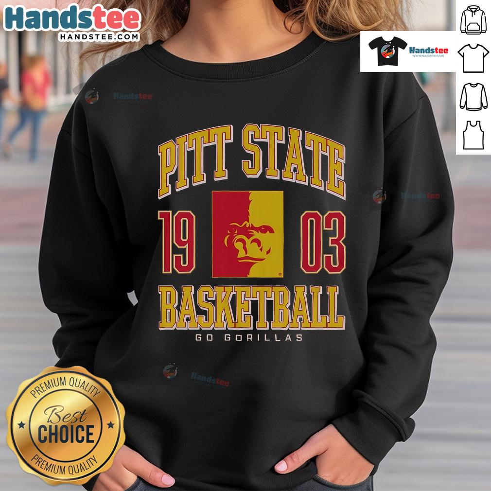 Alt Text: Pittsburg State Gorillas basketball sweatshirt in vibrant colors, showcasing team spirit and comfort for fans.