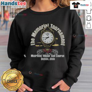 Alt Text: Cozy Good-The-Memorial-Tournament-Clock sweatshirt in navy blue, perfect for fans of the tournament and golf enthusiasts.