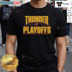 Good Thunder Reveal Game 2 Playoffs 25 Oklahoma City Basketball T-Shirt featuring team colors and logo for fans.