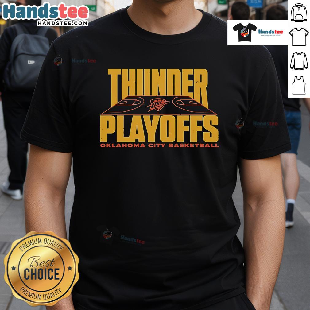 Good Thunder Reveal Game 2 Playoffs 25 Oklahoma City Basketball T-Shirt featuring team colors and logo for fans.