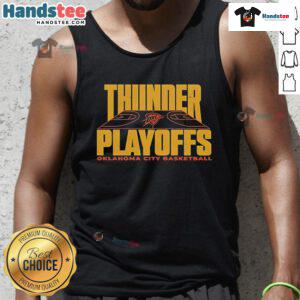 Good Thunder Reveal Game 2 playoffs tank top featuring Oklahoma City basketball design for fans and players.