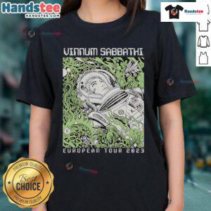 Ladies tee from the Good Vinnum Sabbathi European Tour 2023 featuring vibrant design and stylish fit.