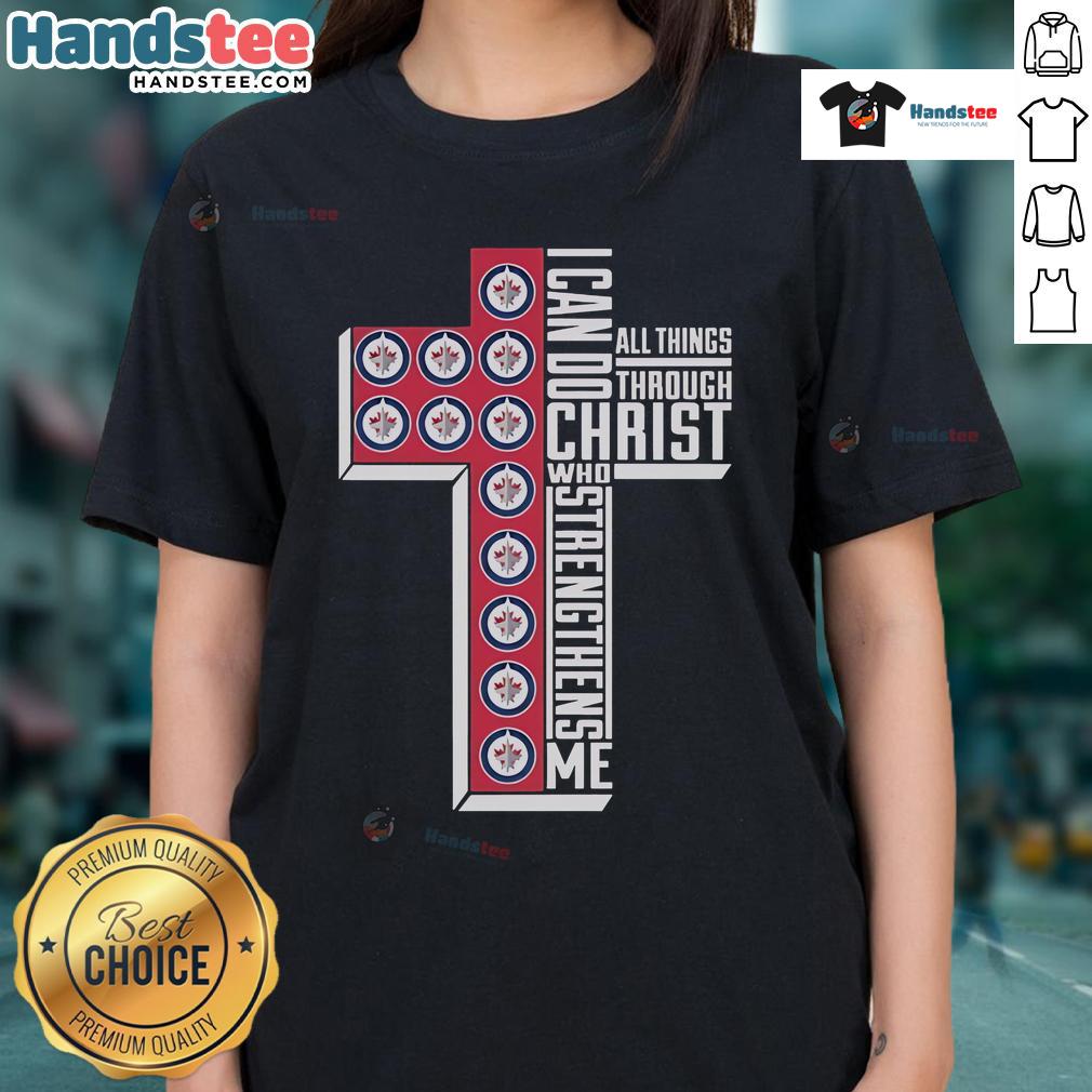 Good Winnipeg Jets I Can Do All Things tee for women, featuring a motivational Christian quote and team logo design.
