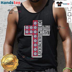Good Winnipeg Jets tank top featuring 'I Can Do All Things Through Christ' inspirational quote and team logo.