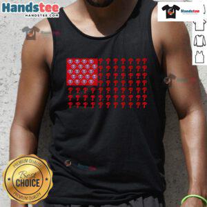 Philadelphia Phillies logo on an American flag tank top, perfect for baseball fans showcasing team spirit.