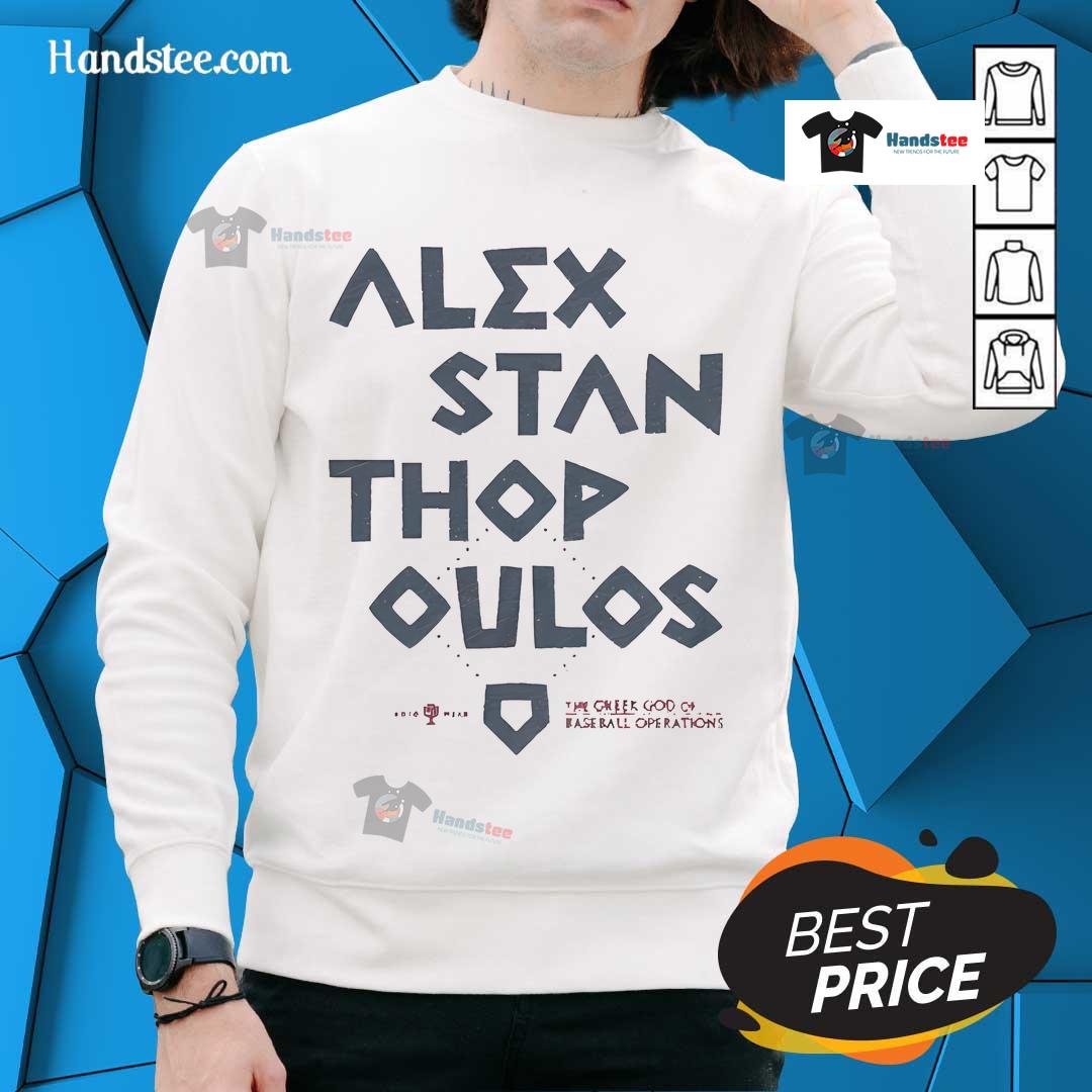 Alt Text: Nice Alex Stanthopoulos wearing a stylish sweatshirt, representing the Greek God of Baseball Operations.
