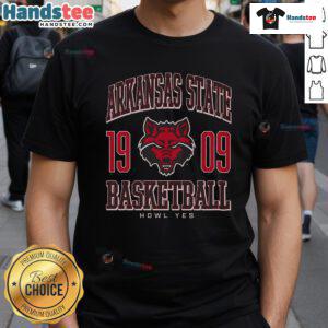 Nice Arkansas State Red Wolves basketball T-shirt featuring team colors and logo, perfect for fans and game day wear.