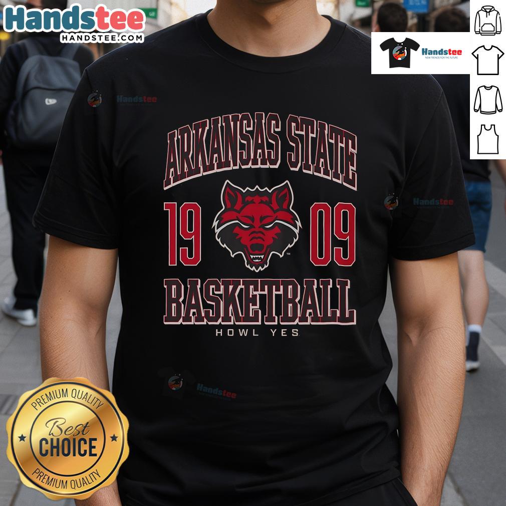 Nice Arkansas State Red Wolves basketball T-shirt featuring team colors and logo, perfect for fans and game day wear.