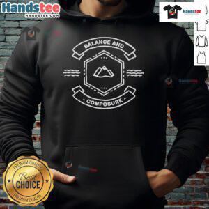 Cozy Nice Balance and Composure Land Sea hoodie displayed against a scenic outdoor backdrop, perfect for casual style.