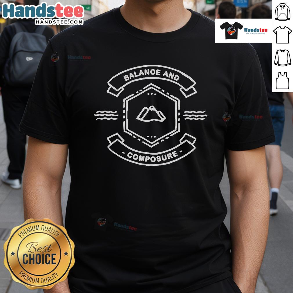 Nice Balance And Composure Land & Sea T-Shirt featuring a stylish design with ocean and nature elements for casual wear.