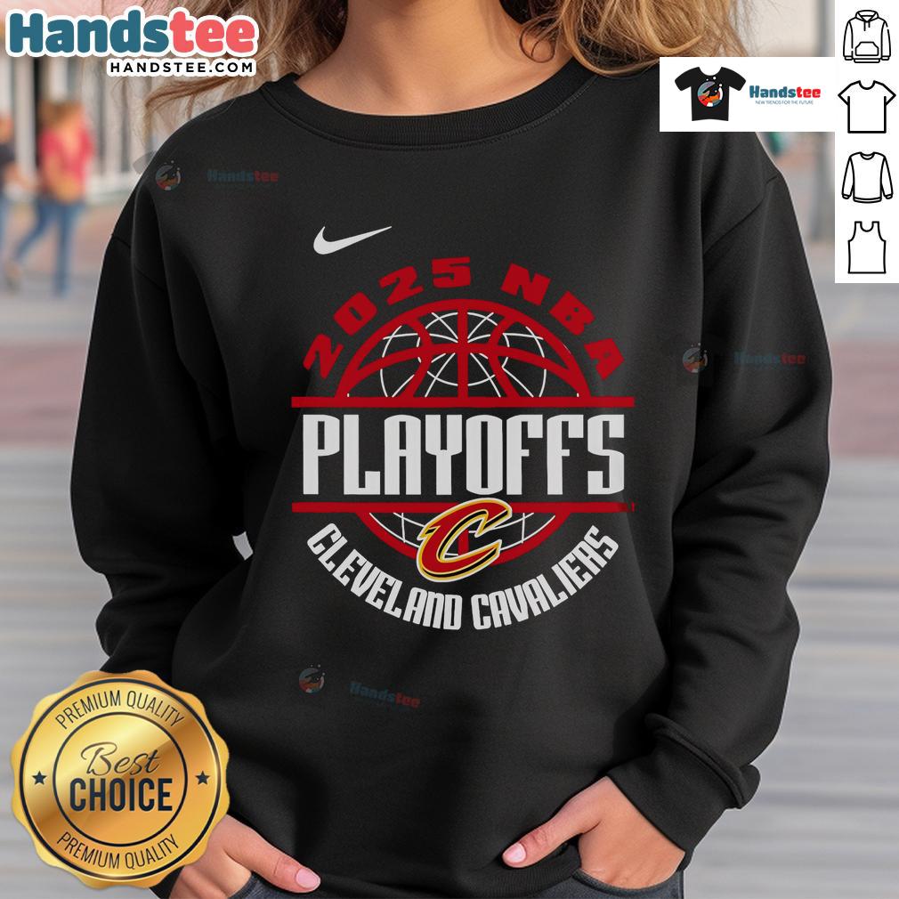Alt Text: Nice Cleveland Cavaliers NBA Playoffs 'Fight Together Win Forever' 2025 sweatshirt featuring team colors and logo.
