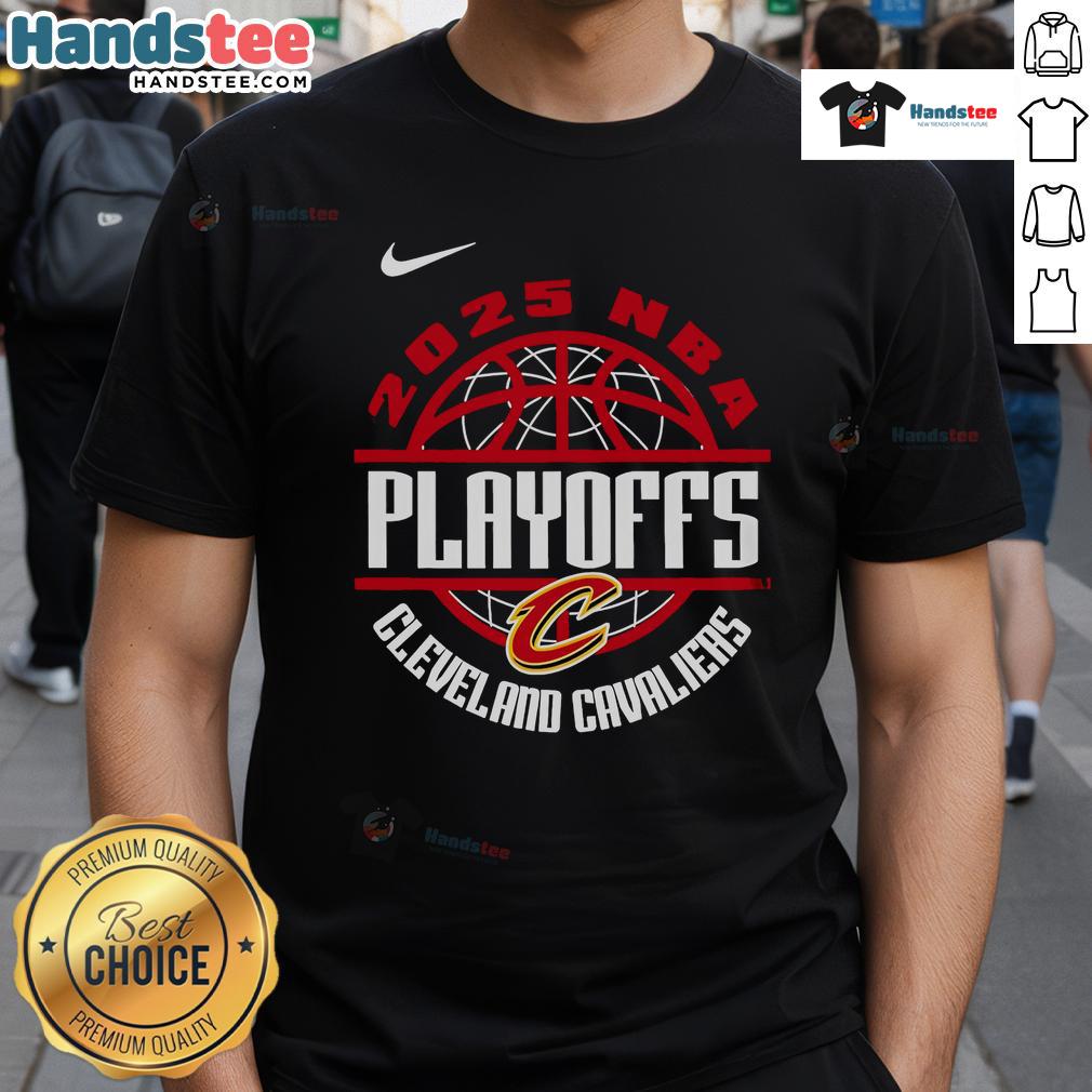 Alt Text: Cleveland Cavaliers NBA Playoffs 'Fight Together Win Forever 2025' T-Shirt featuring team colors and logo.