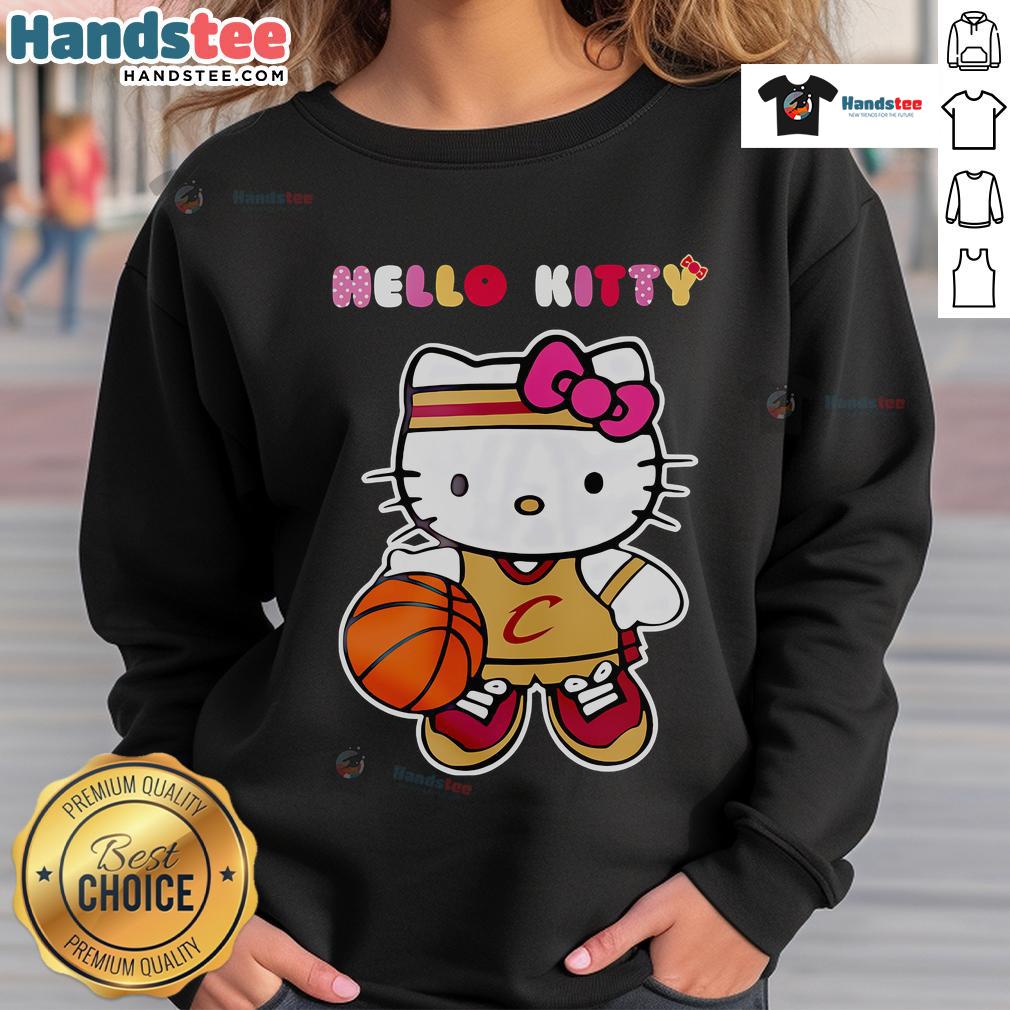 Cozy Cleveland Cavaliers x Hello Kitty game night sweatshirt featuring vibrant graphics, perfect for fans and casual wear.