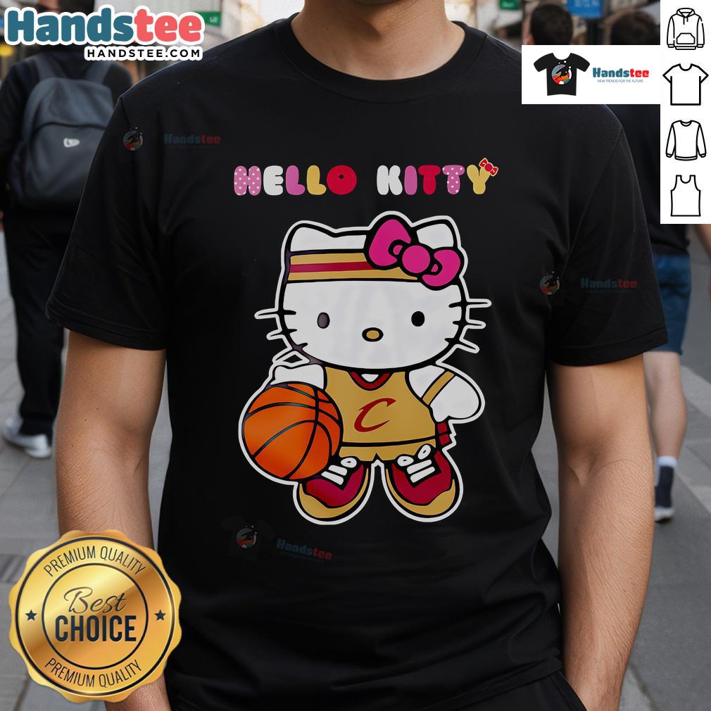 Alt Text: Cleveland Cavaliers X Hello Kitty Game Night T-Shirt featuring a colorful design, perfect for fans and collectors.
