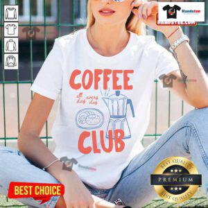Alt Text: Retro Coffee Ladies Tee from Nice Coffee Club, perfect for all-day coffee lovers who appreciate stylish comfort.