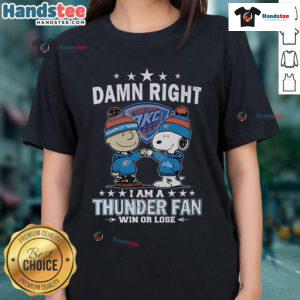 Limited edition ladies tee for Oklahoma City Thunder fans, showcasing pride with 'Nice Damn Right I Am' slogan.