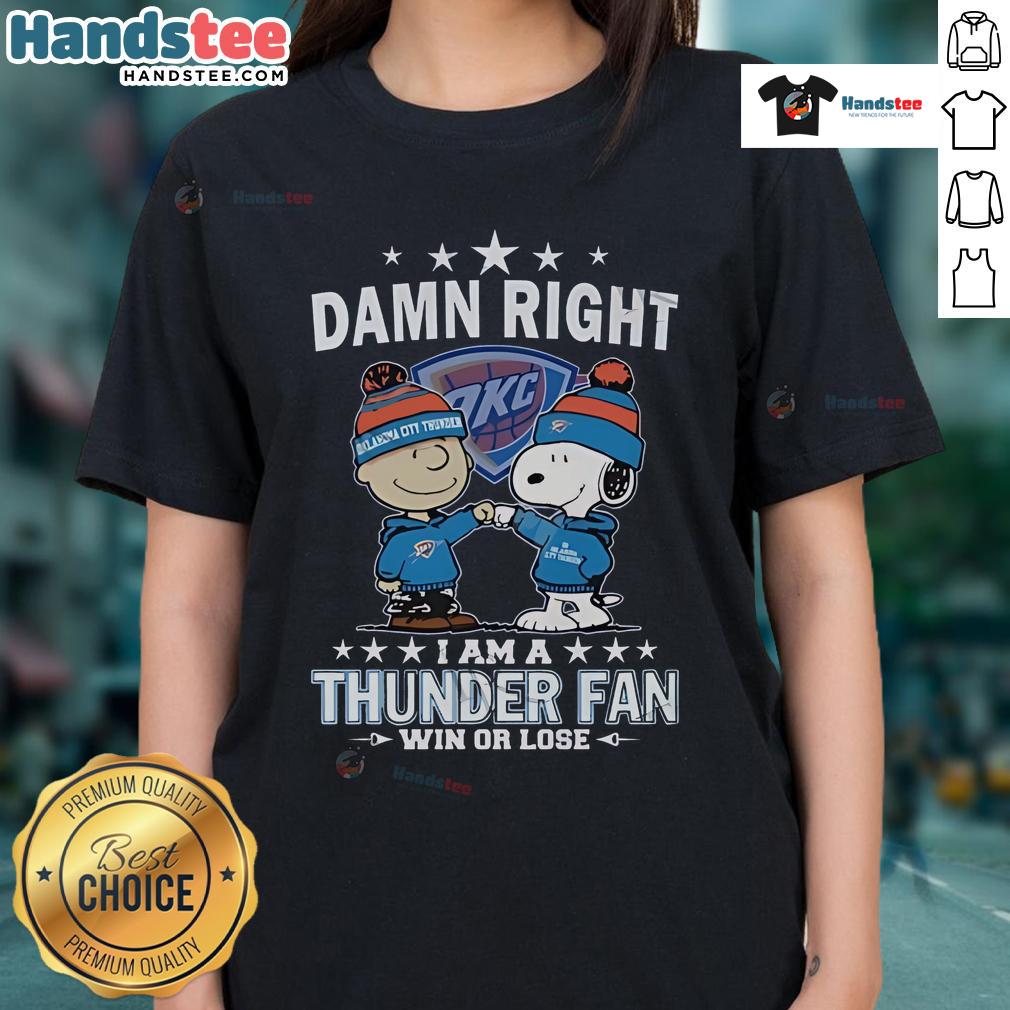 Limited edition ladies tee for Oklahoma City Thunder fans, showcasing pride with 'Nice Damn Right I Am' slogan.