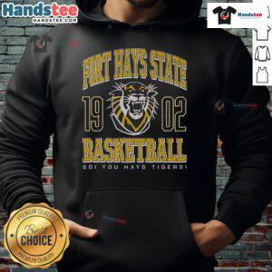 Cozy Fort Hays State Tigers basketball hoodie in black, featuring the team logo, perfect for fans and sports enthusiasts.