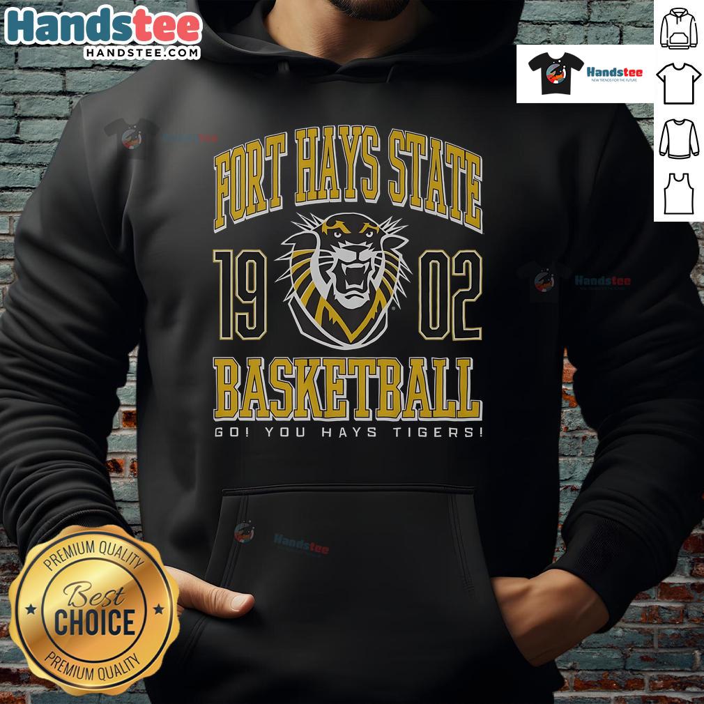 Cozy Fort Hays State Tigers basketball hoodie in black, featuring the team logo, perfect for fans and sports enthusiasts.