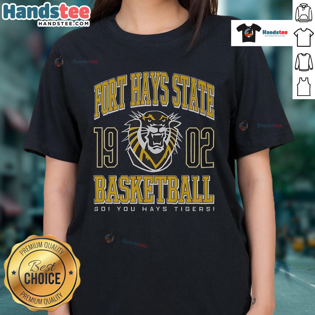 Nice Fort Hays State Tigers Basketball Ladies Tee featuring team colors and logo, perfect for female fans and athletes.