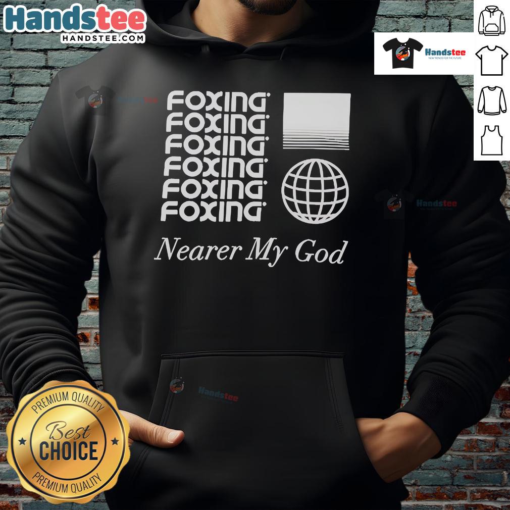 Cozy Nice Foxing Nearer My God hoodie featuring a vibrant globe design, perfect for casual wear and nature lovers.