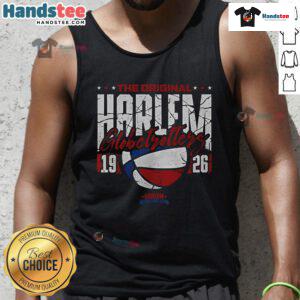 Harlem Globetrotters Cracked Font 1926 tank top featuring vibrant design and sporty style for basketball fans.