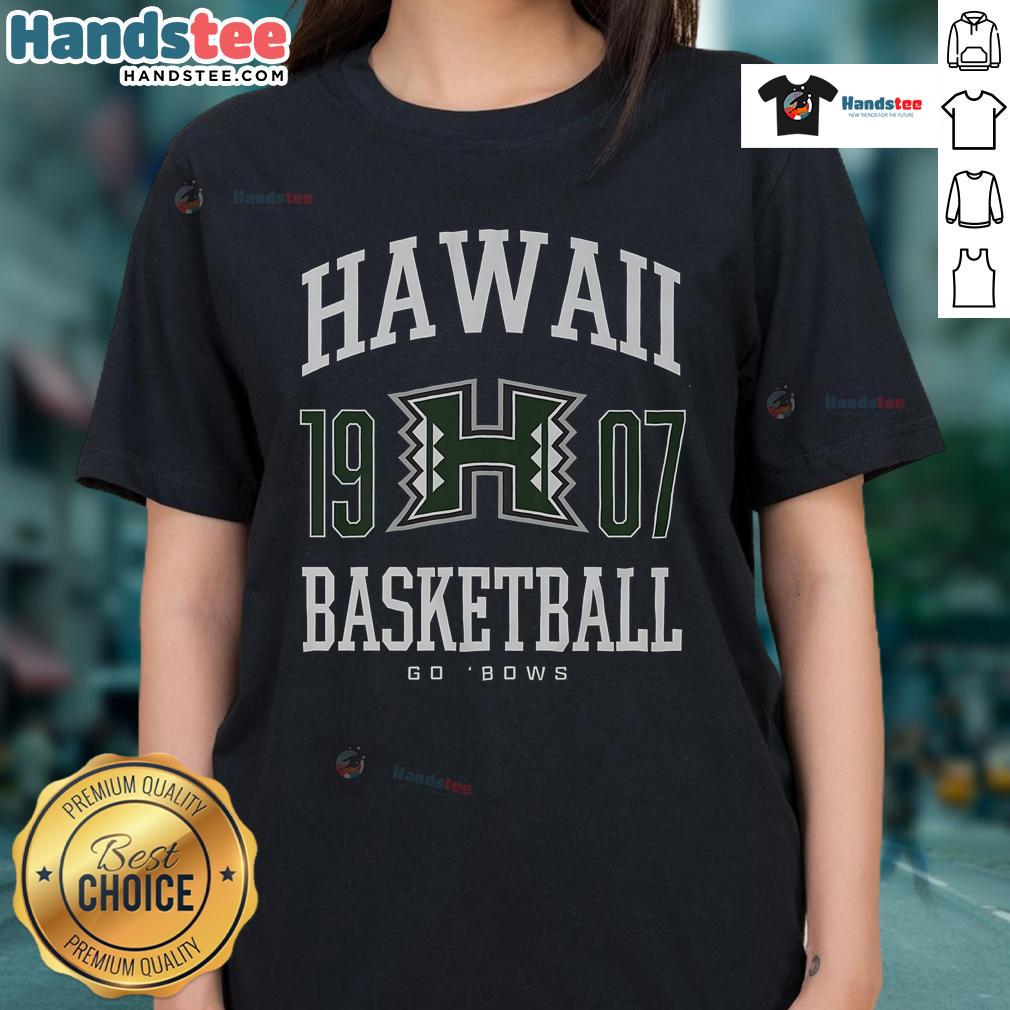 Nice Hawaii Rainbow Warriors basketball ladies tee featuring vibrant team colors and logo, perfect for fans and supporters.