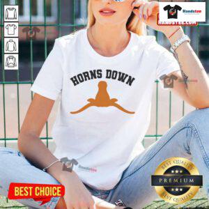 Stylish Nice Horns Down Ladies Tee featuring a bold graphic design, perfect for game day or casual wear.