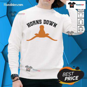 Nice Horns Down Sweatshirt in vibrant colors, perfect for showing team spirit and style on game day.