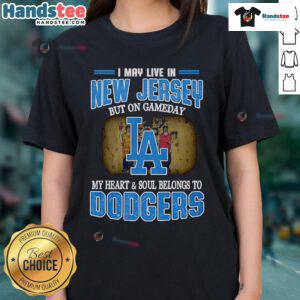Womens tee featuring 'My heart belongs to Dodgers' design, perfect for New Jersey fans on game day.