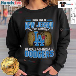 Alt Text: Dodgers sweatshirt showcasing pride for the team, perfect for game day in New Jersey.