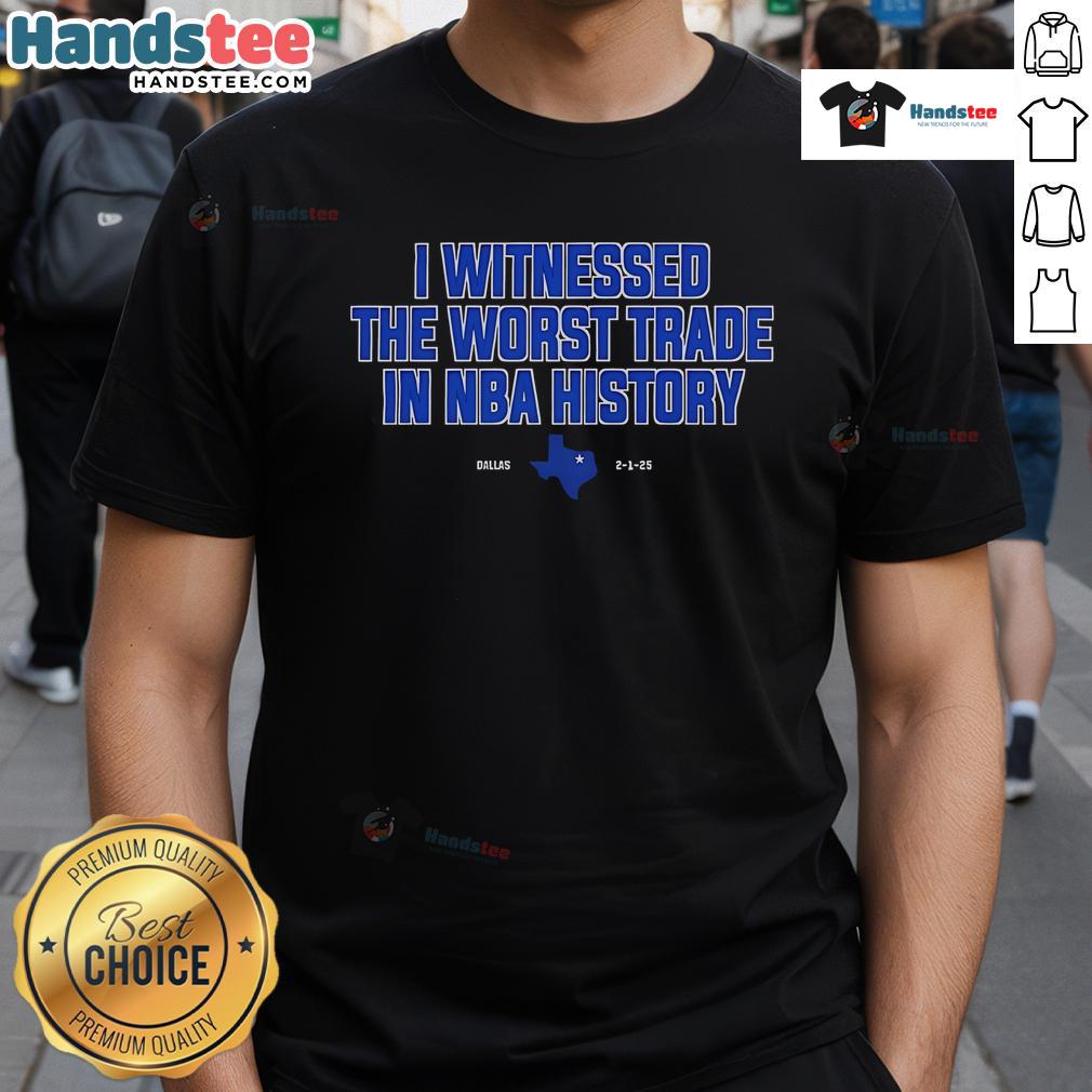 Alt Text: Nice I Witnessed The Worst Trade In NBA History T-Shirt featuring bold graphics and vibrant colors for basketball fans.