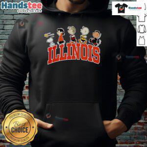 Alt Text: Cozy Snoopy hoodie featuring the Nice Illinois arch, perfect for casual wear and showcasing local pride.