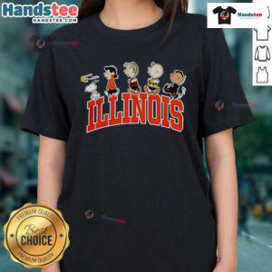 Snoopy graphic on a Nice Illinois Arch Ladies Tee, perfect for casual wear and showcasing your love for Illinois.