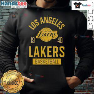 Nice Los Angeles Lakers Basketball 1948 Sportiqe Hoodie featuring team colors and logo for stylish sports fans.