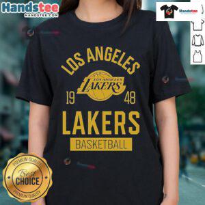 Alt Text: Stylish Nice Los Angeles Lakers Basketball 1948 Sportiqe ladies tee featuring vibrant team colors and logo.