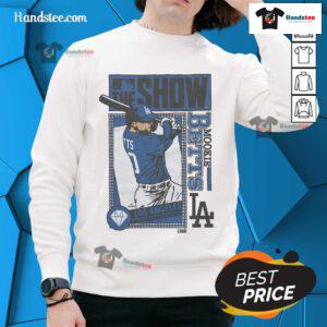 Alt Text: Mookie Betts Dodgers sweatshirt from MLB The Show, showcasing team colors and stylish design for baseball fans.
