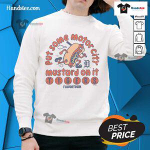 Alt Text: Nice MLB X Flavortown Detroit Tigers sweatshirt featuring vibrant team colors and stylish design for fans.