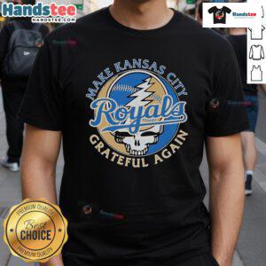 Nice Kansas City Royals X Grateful Dead Again Skull T-Shirt featuring a vibrant design blending sports and music culture.