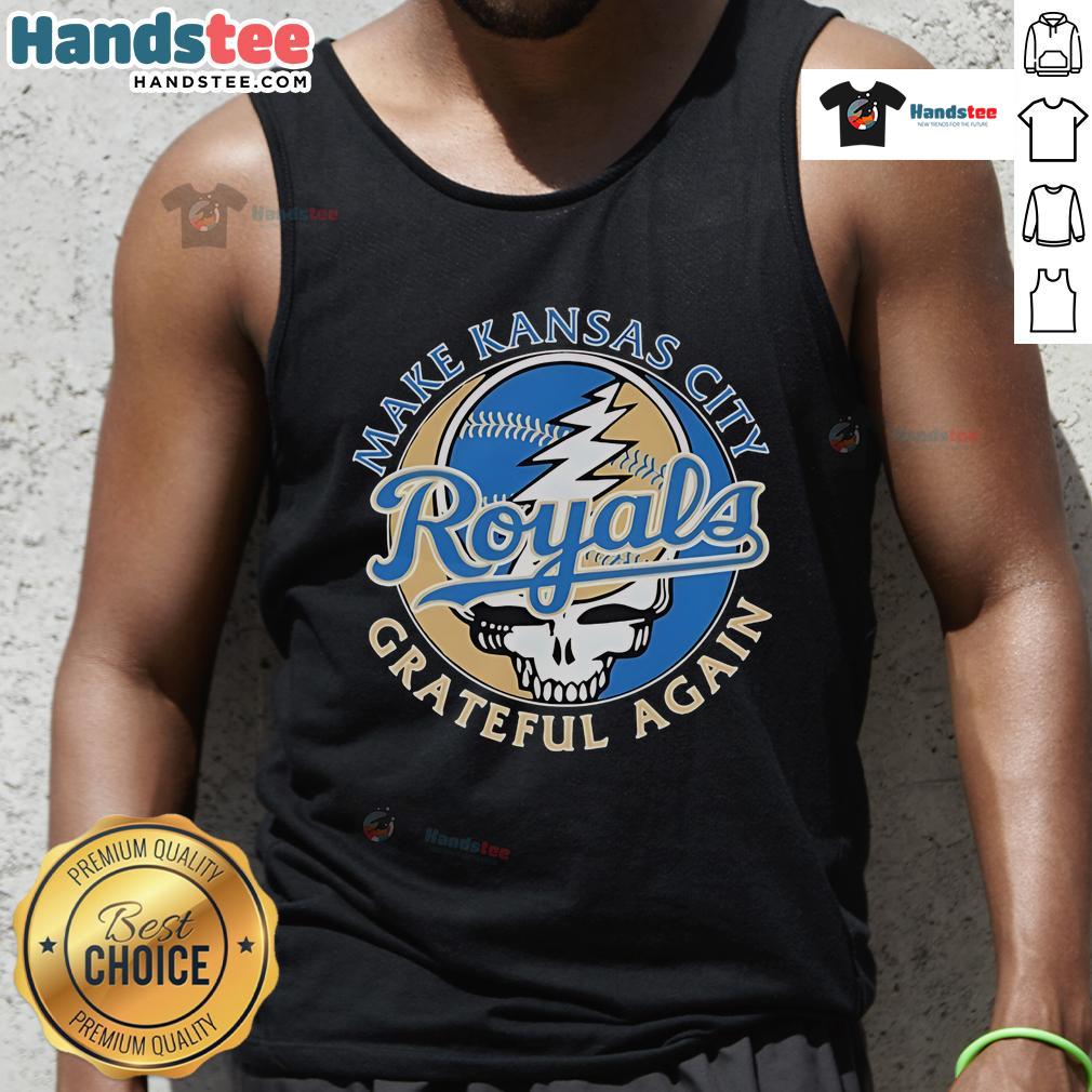Stylish Kansas City Royals X Grateful Dead Again Skull tank top featuring vibrant graphics, perfect for fans and summer wear.