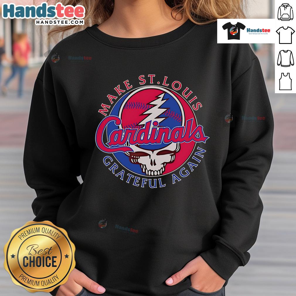 Alt Text: Cozy Nice Make St. Louis Cardinals Grateful Again Sweatshirt in red, perfect for baseball fans and team spirit.