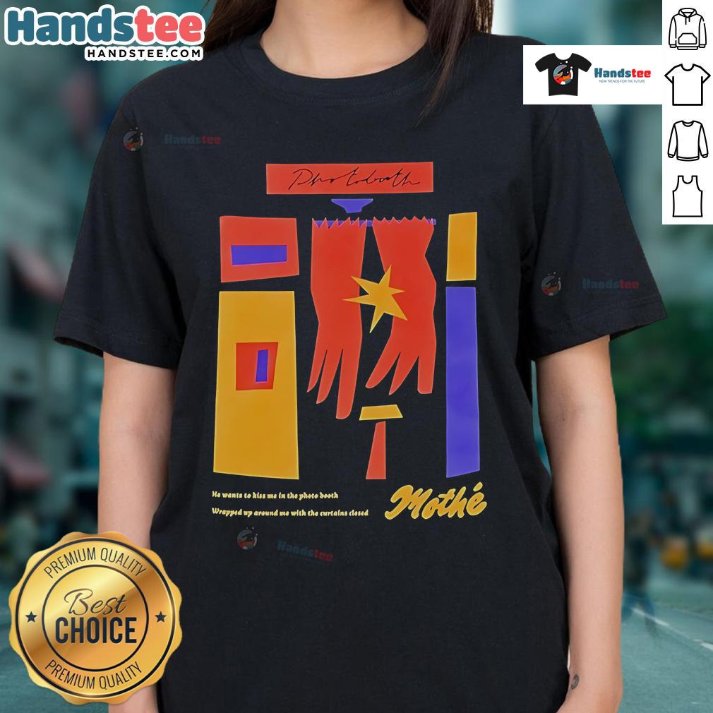 Abstract design on a Nice Mother Photobooth ladies' tee, showcasing vibrant colors and artistic patterns for stylish wear.