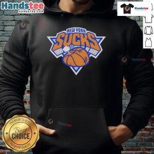 Nice New York Sucks Basketball Hoodie in black with bold lettering, perfect for sports fans and casual wear.