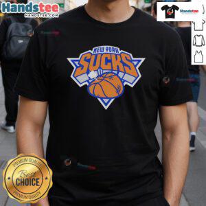 Alt Text: Stylish 'Nice New York Sucks' basketball T-shirt featuring a bold graphic design, perfect for sports fans and casual wear.