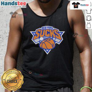 Nice New York Sucks basketball tank top featuring bold graphics for sports fans and casual wear enthusiasts.