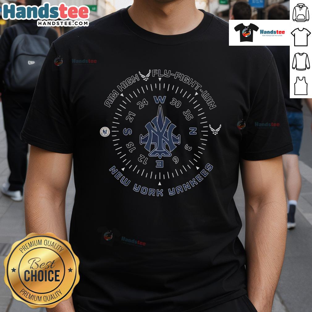 Alt Text: Nice New York Yankees Aim High Fly-Fight-Win T-Shirt featuring team logo and vibrant colors for fans.
