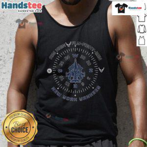 Alt Text: Stylish New York Yankees Aim High Fly Fight Win tank top in navy blue, perfect for baseball fans and summer wear.