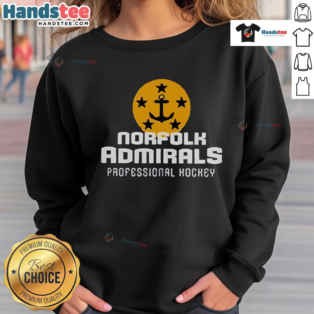Alt Text: Nice Norfolk Admirals 2025 ECHL Kelly Cup Playoffs Sweatshirt featuring team colors and logo, perfect for fans.